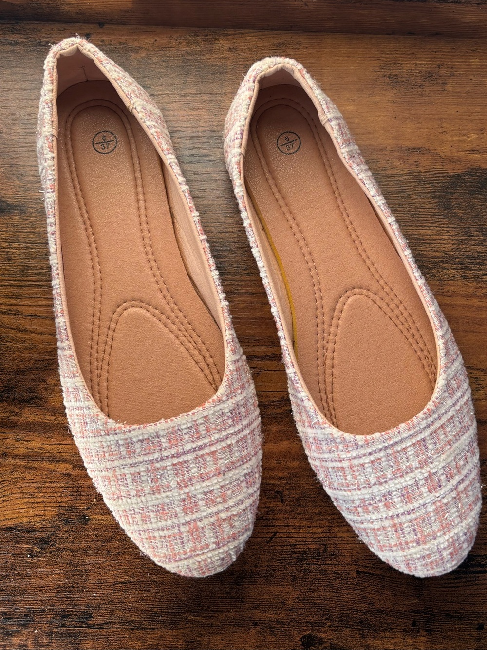 Women’s Pink Tweed Ballet Flats